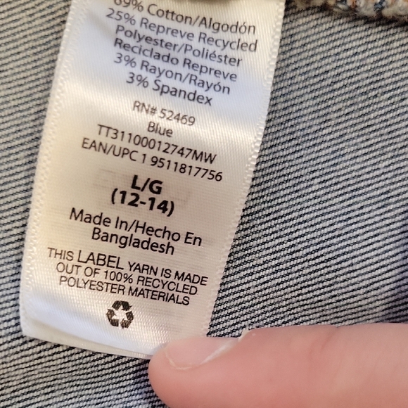 Time and Tru Size 12-14 (Girl) Kids Blue Jean Jacket - Picture 3 of 12